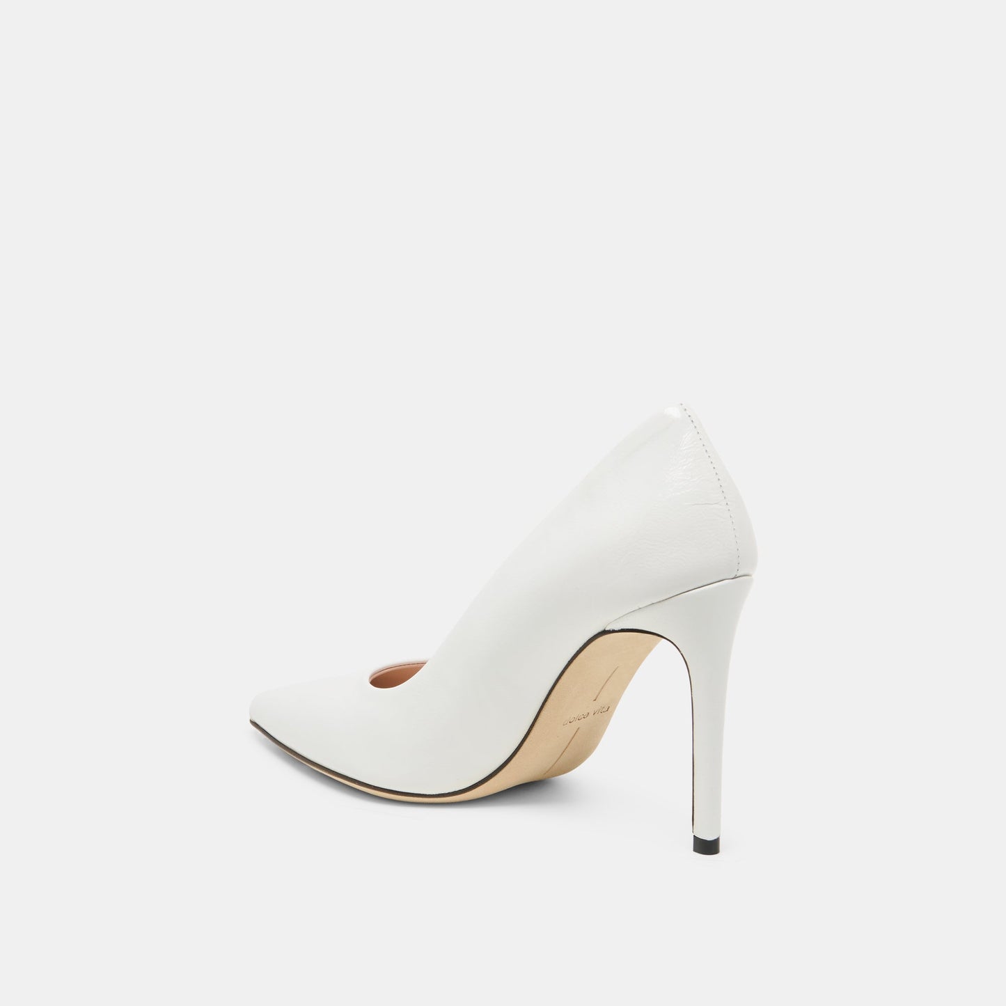 LANKY White Leather Closed-Toe Pump Stiletto Heels