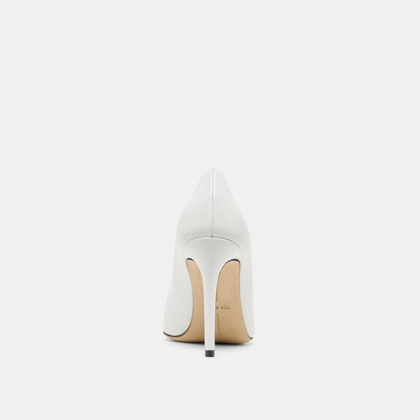 LANKY White Leather Closed-Toe Pump Stiletto Heels
