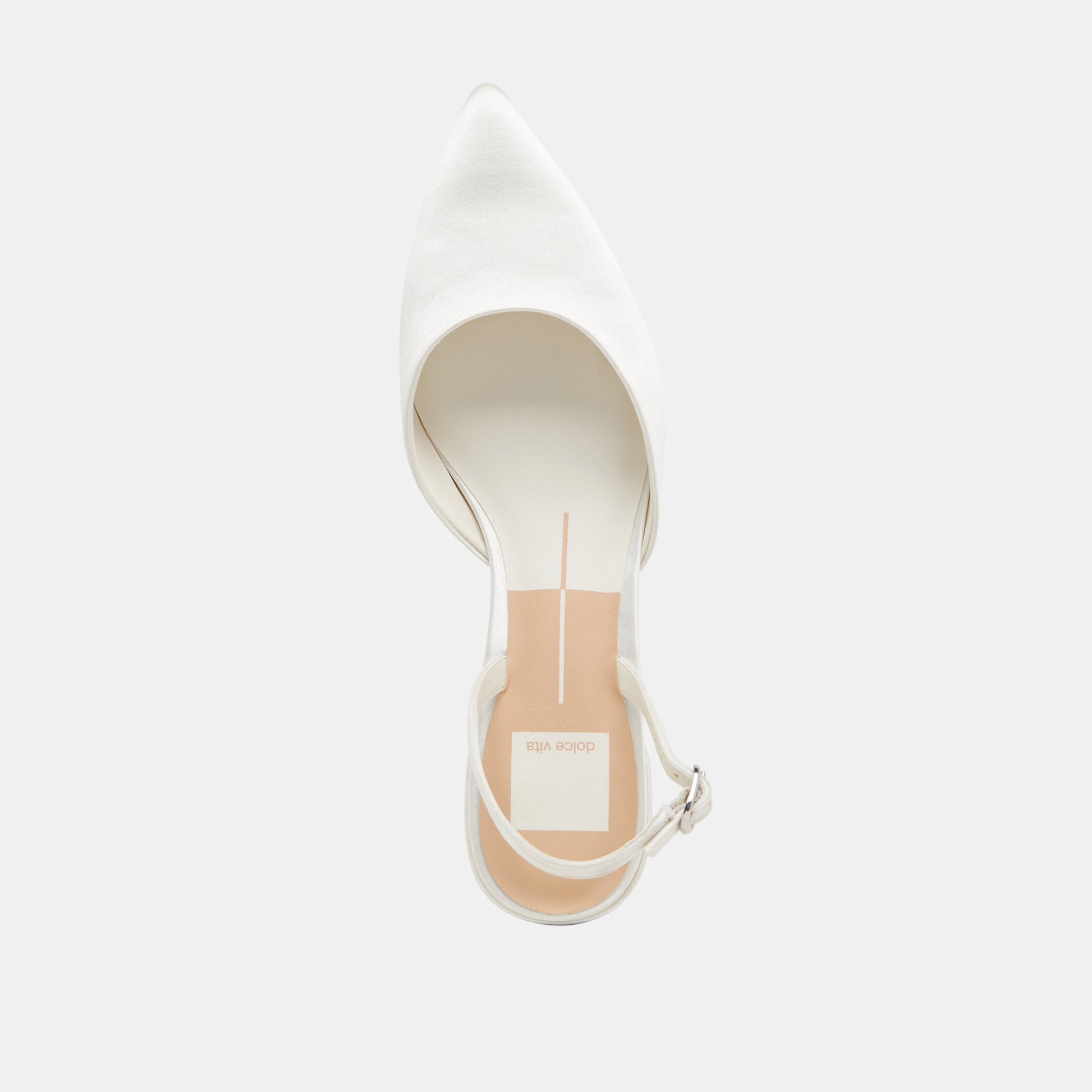 Carel Wide True White Satin Heels