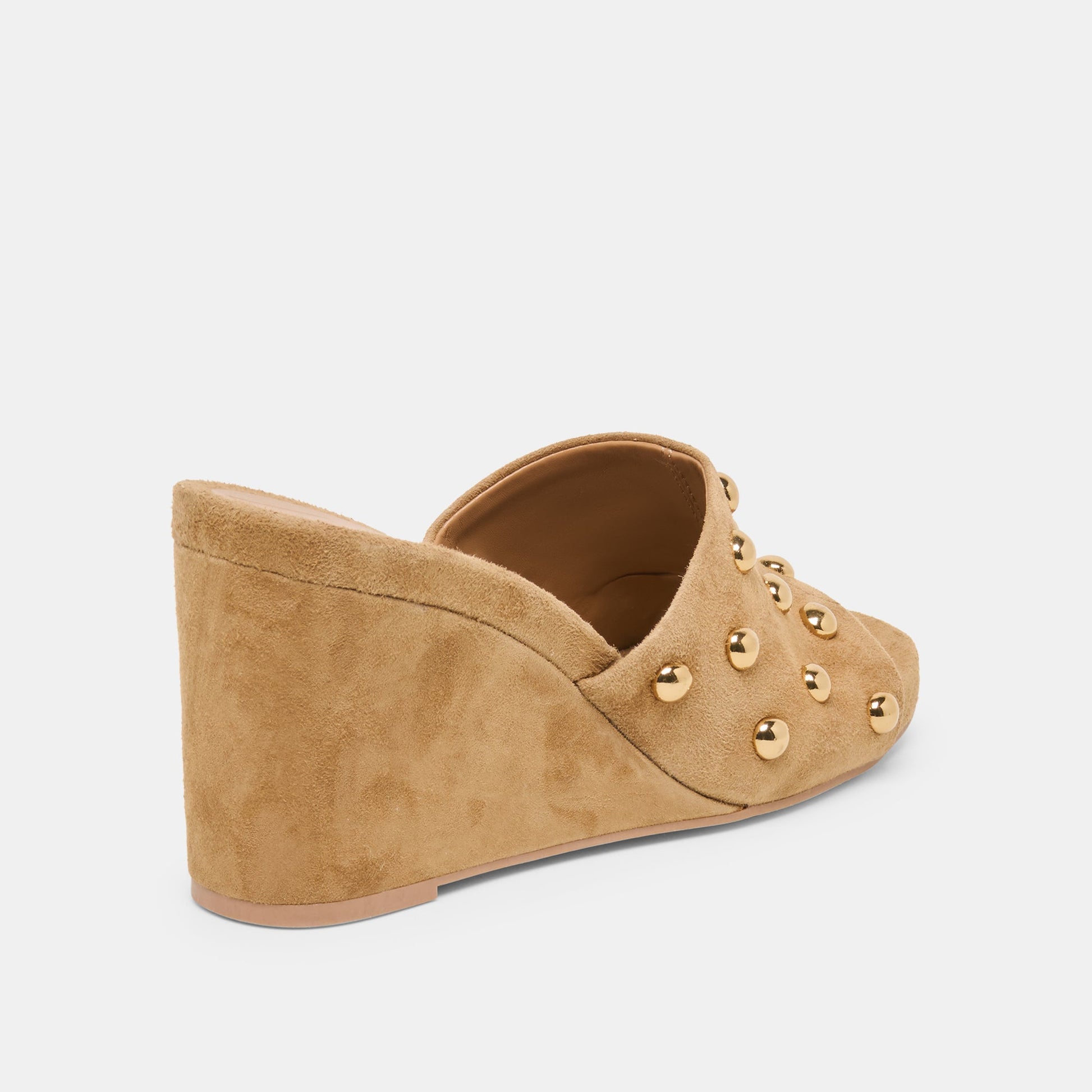 Holta Stud Lt Brown Suede Wedges
