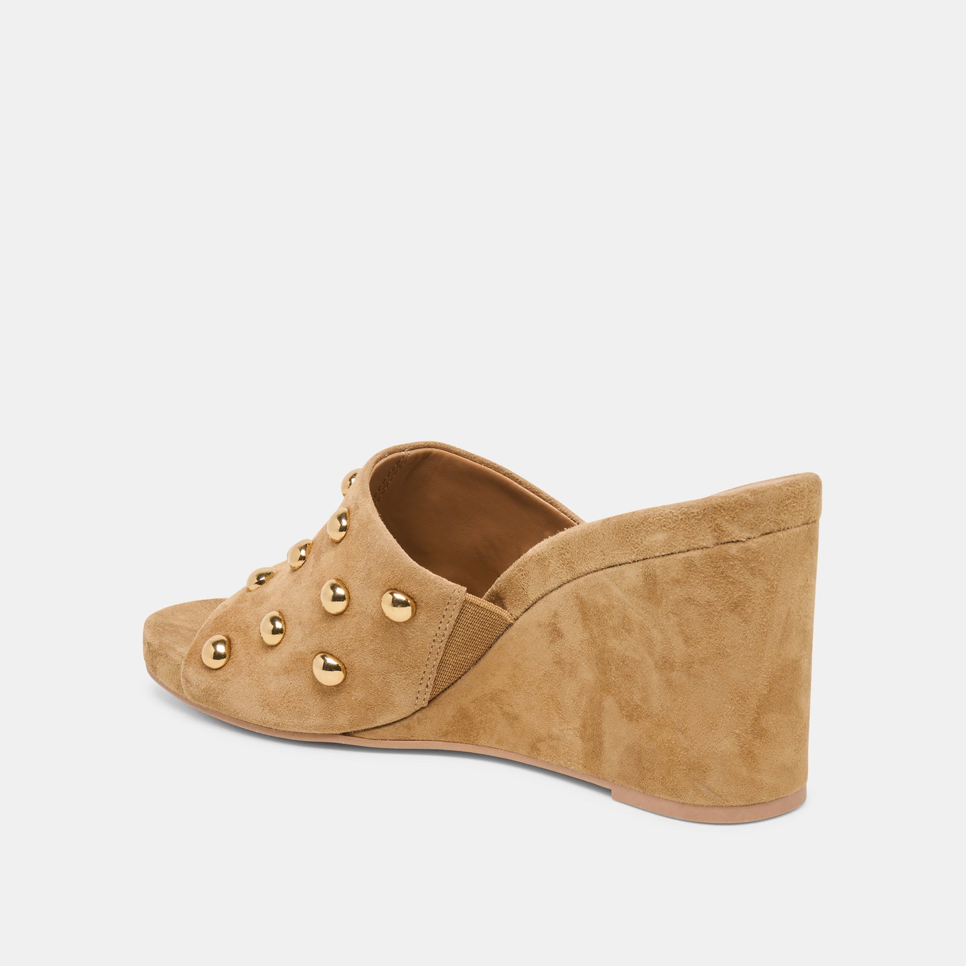 Holta Stud Lt Brown Suede Wedges