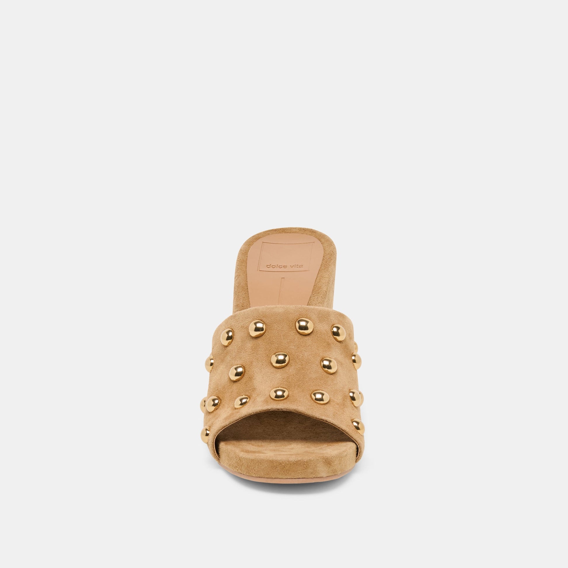 Holta Stud Lt Brown Suede Wedges