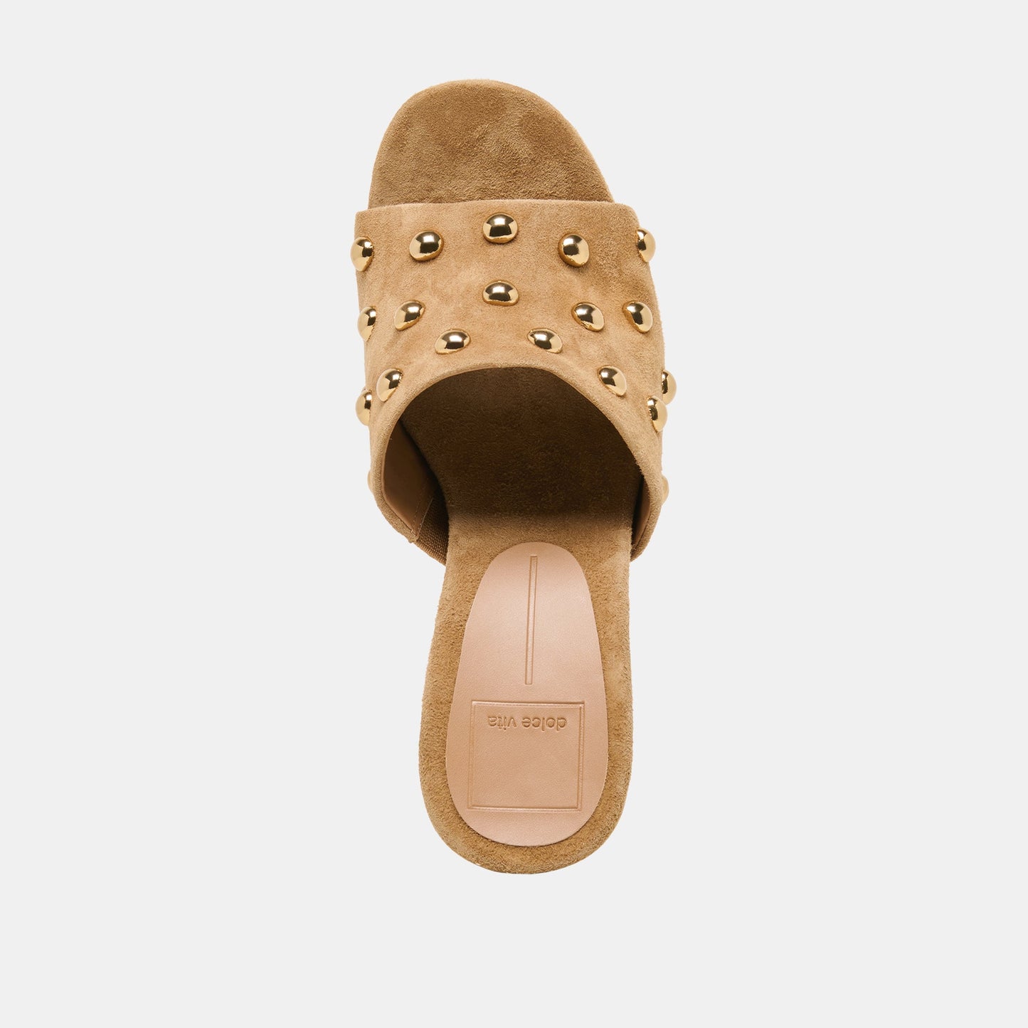 Holta Stud Lt Brown Suede Wedges