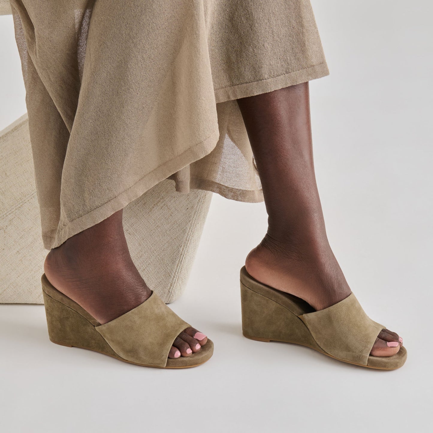 Holta Olive Suede Wedges