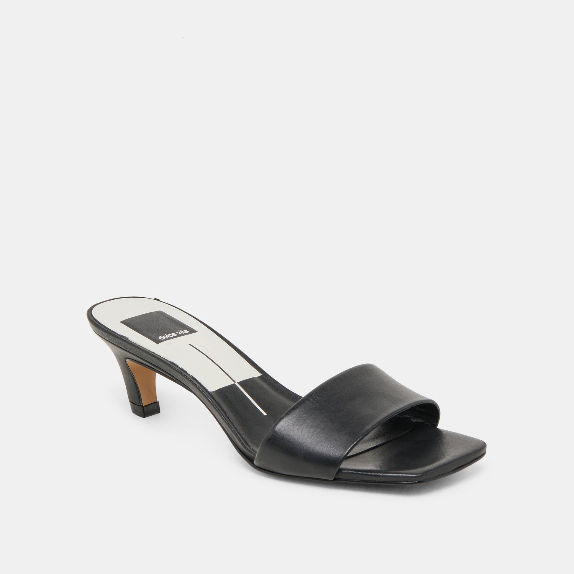 Rexa Wide Black Leather Heels