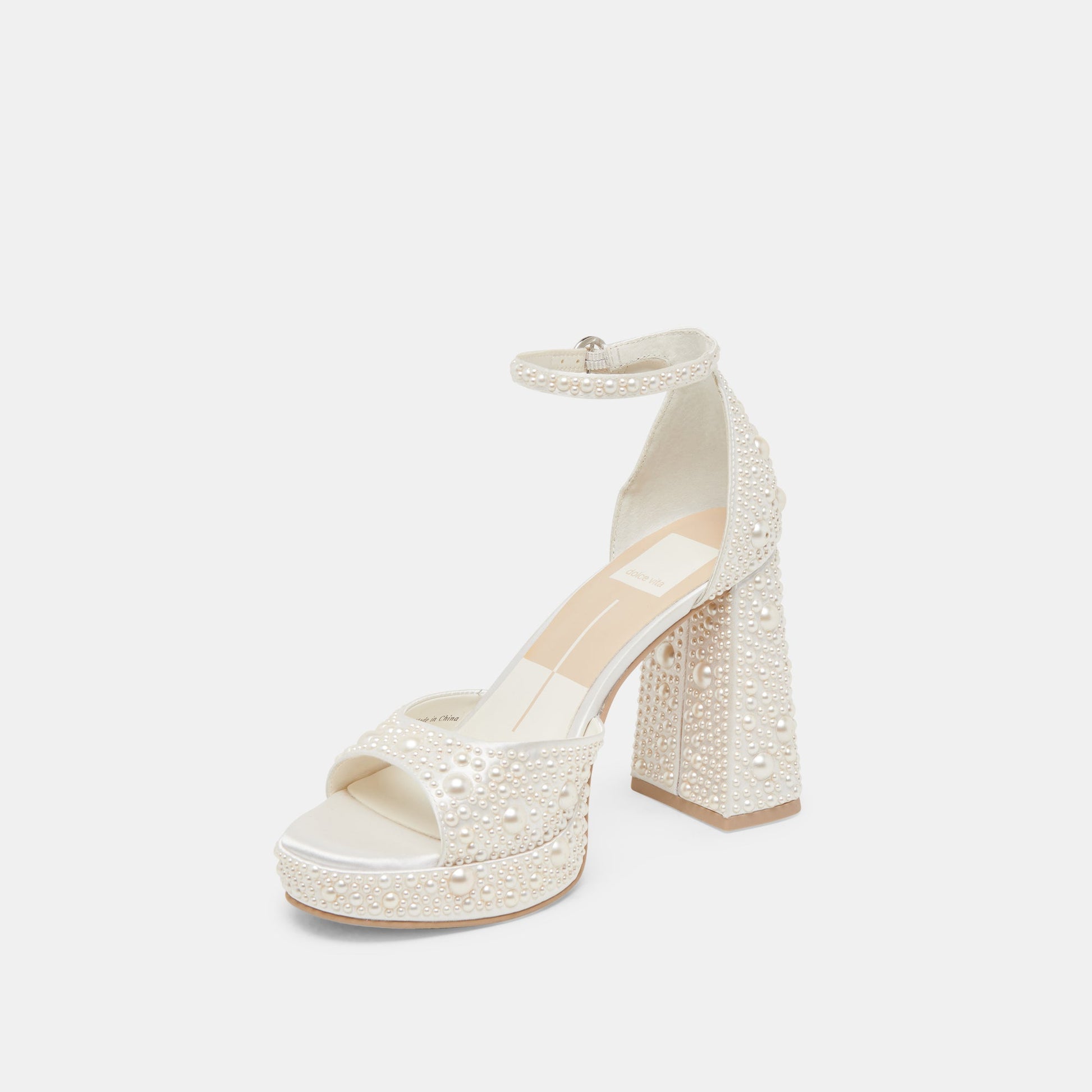 PANDRO PEARL HEELS TRUE WHITE SATIN
 – Dolce Vita
