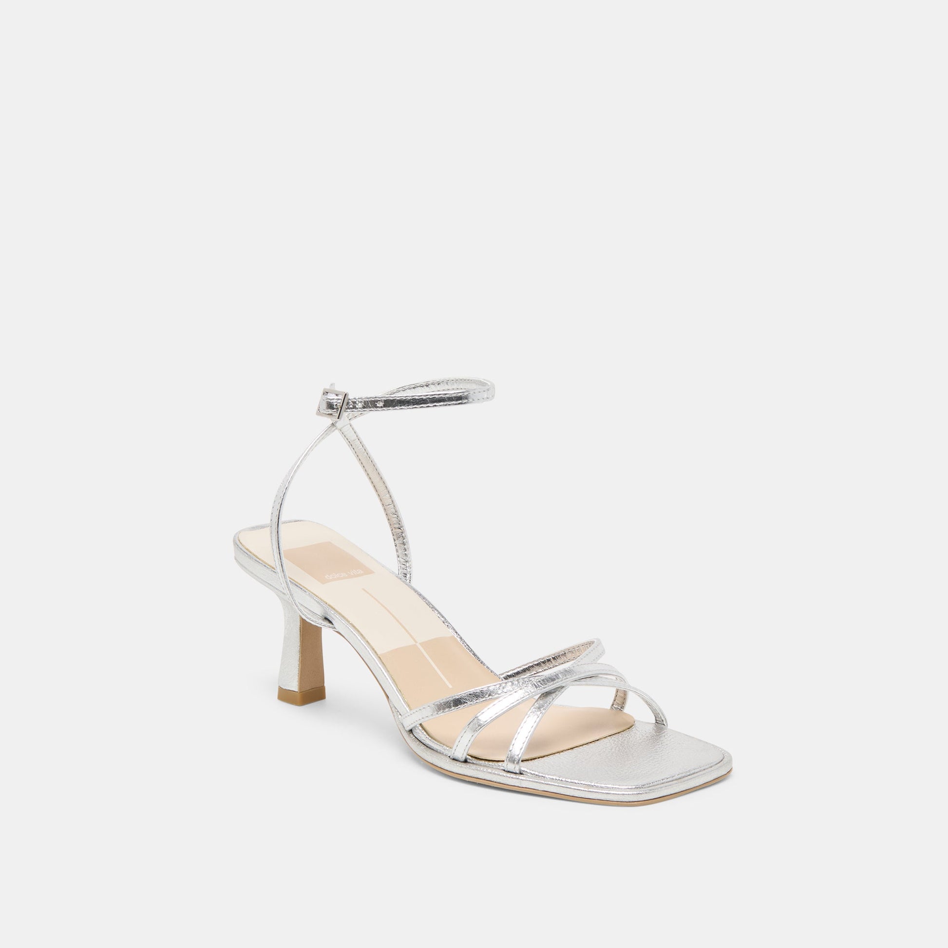 Manji Silver Metallic Leather Heels