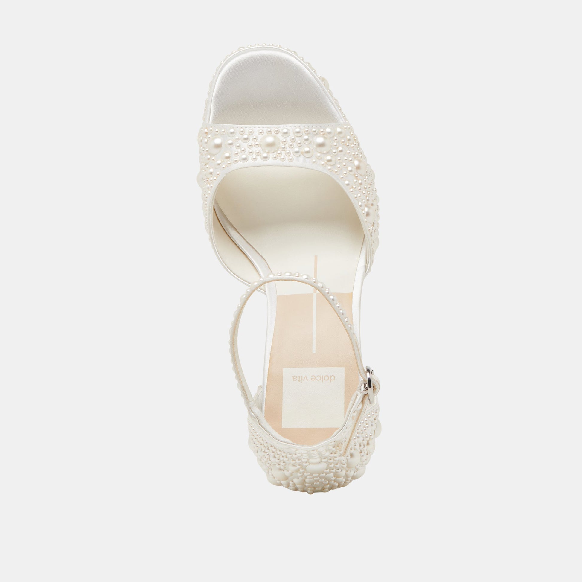 PANDRO PEARL WIDE HEELS TRUE WHITE SATIN
 – Dolce Vita