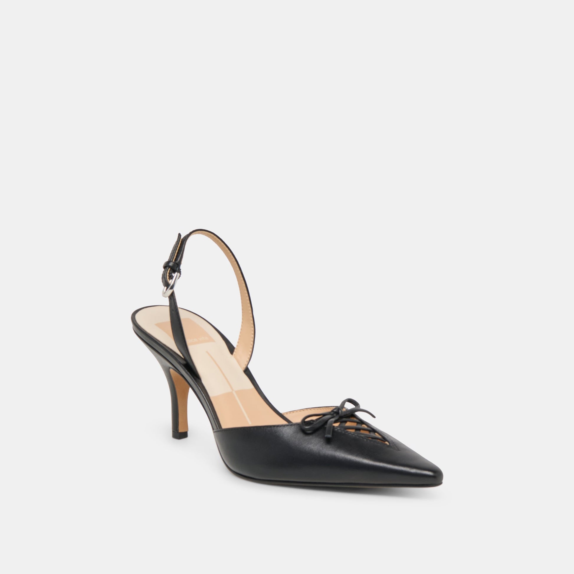 Hamya Black Leather Heels