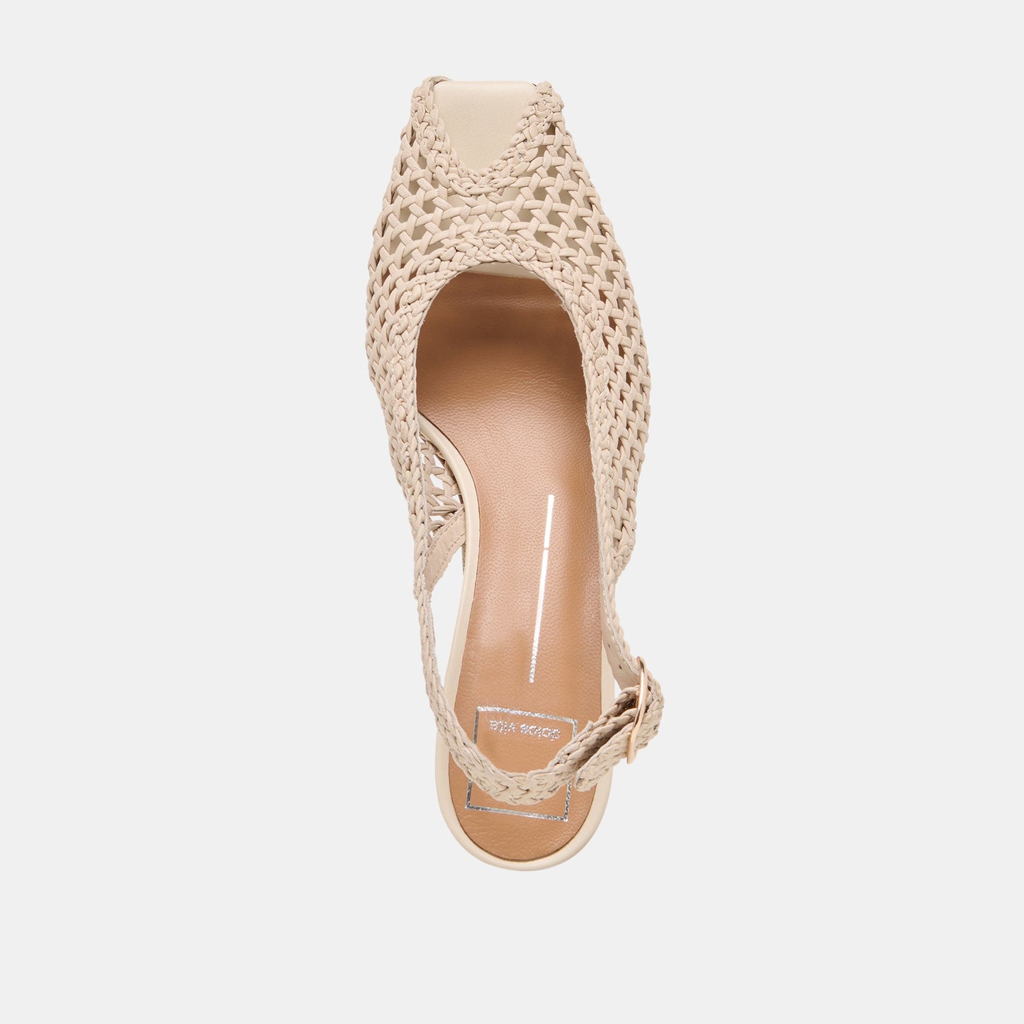 REMLA Bone Woven Leather Peep-Toe Kitten Heel