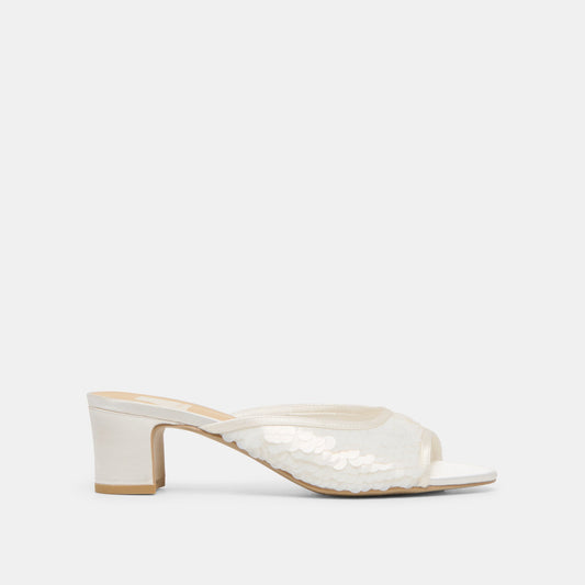 Inga Off White Satin Heels
