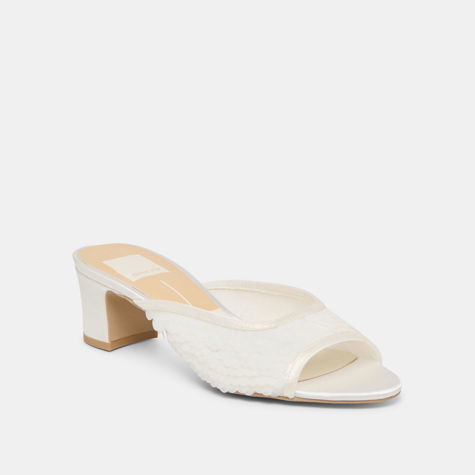 Inga Off White Satin Heels