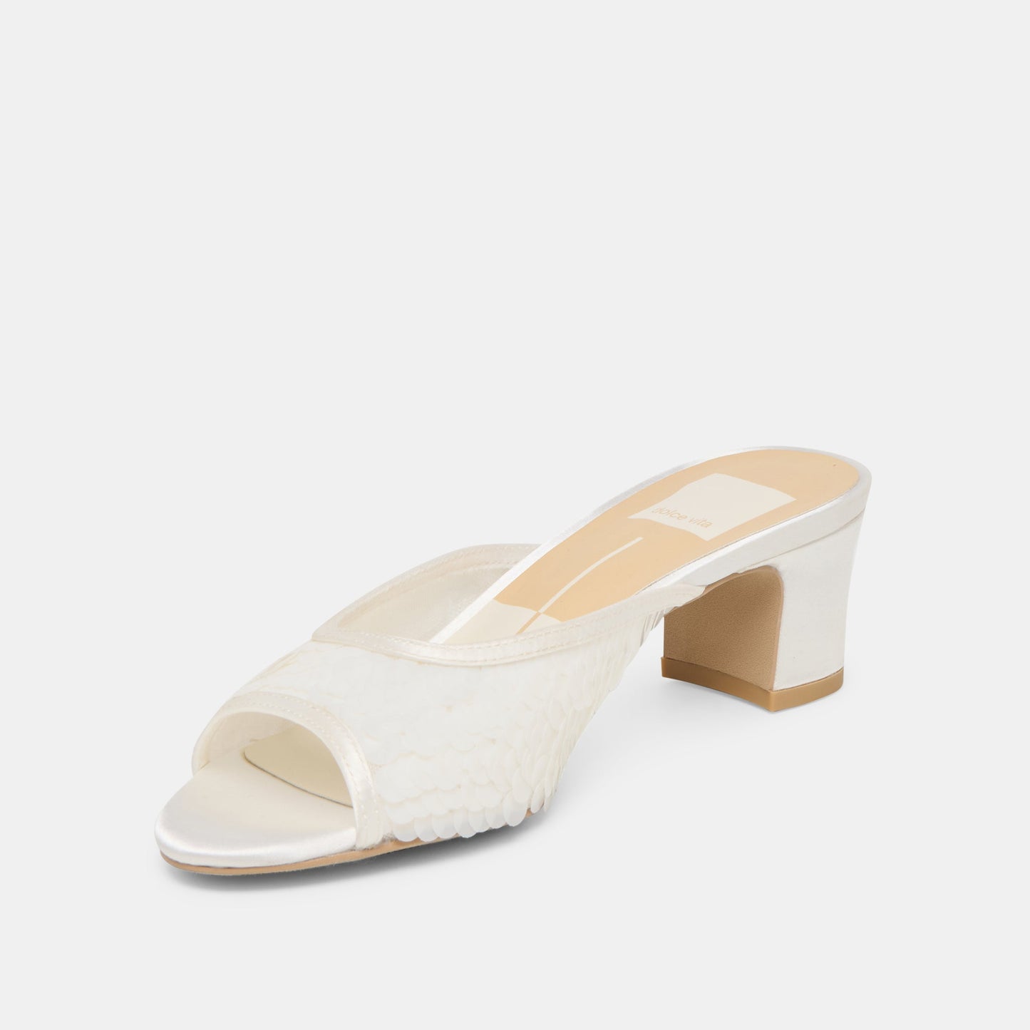 Inga Off White Satin Heels