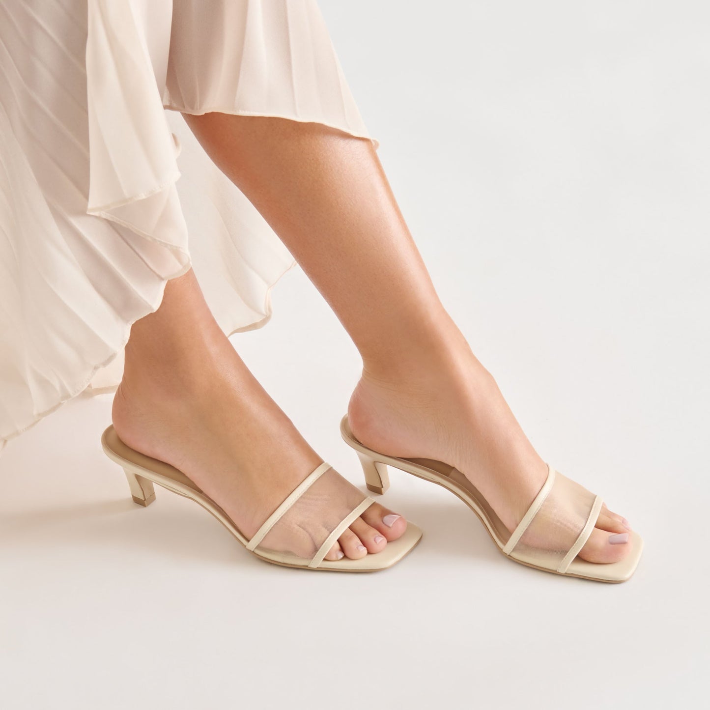 Rexa Mesh Creme Mesh Heels