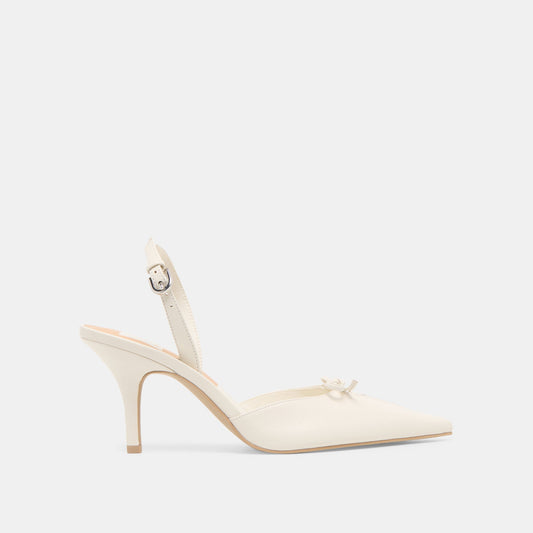Hamya White Leather Heels
