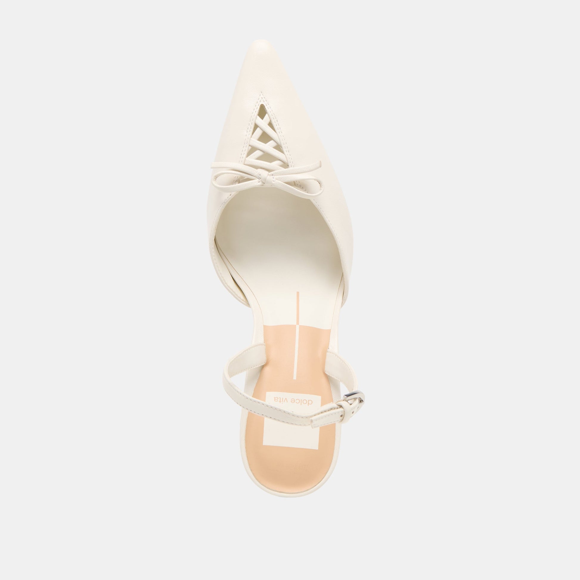 Hamya White Leather Heels
