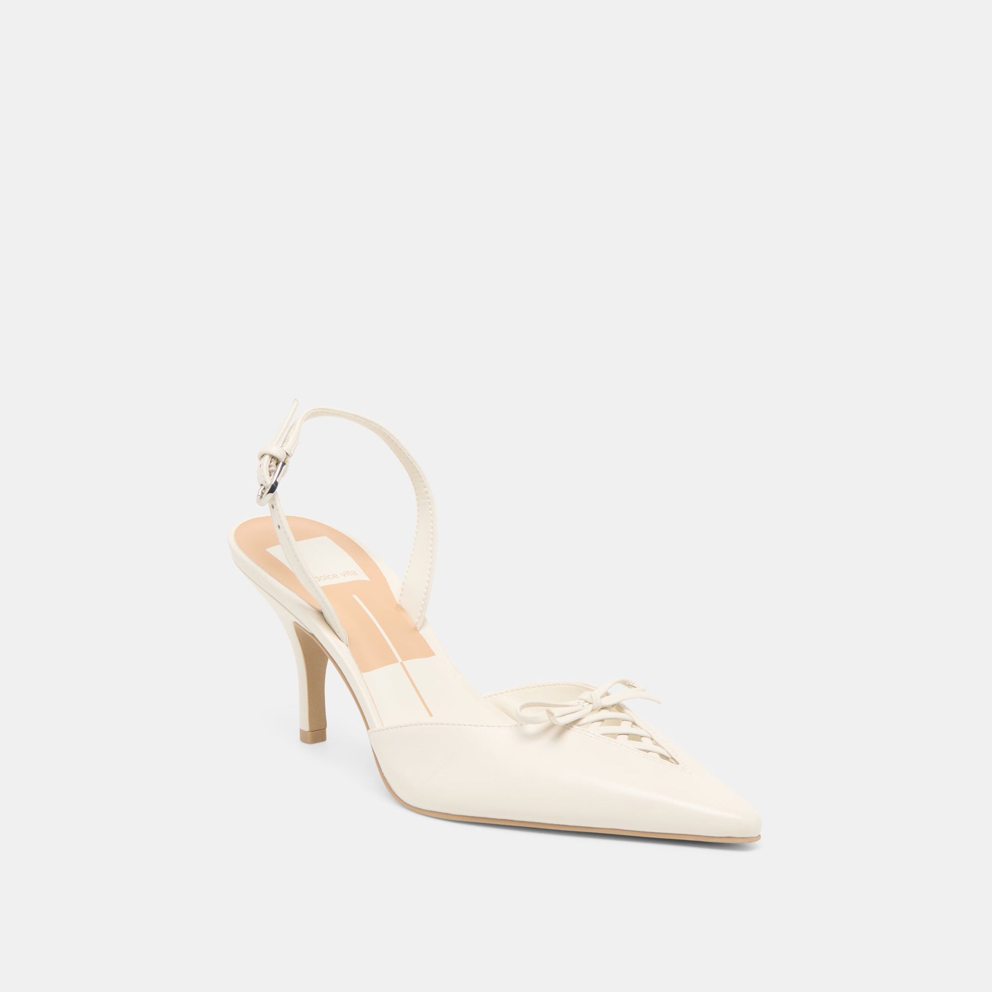 Hamya White Leather Heels