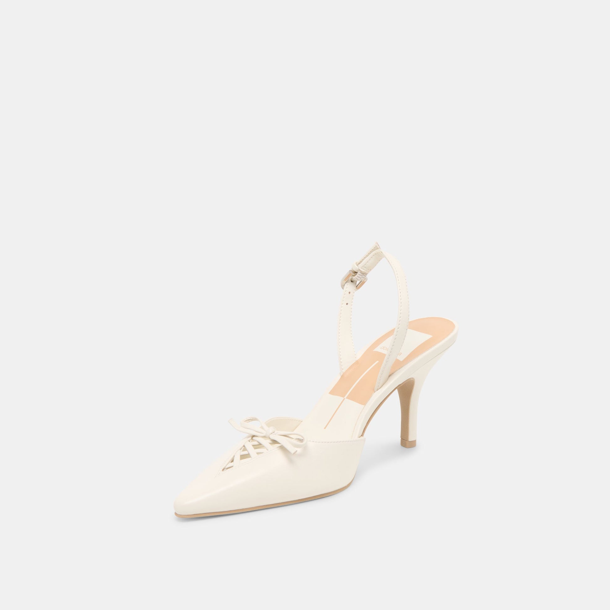 Hamya White Leather Heels