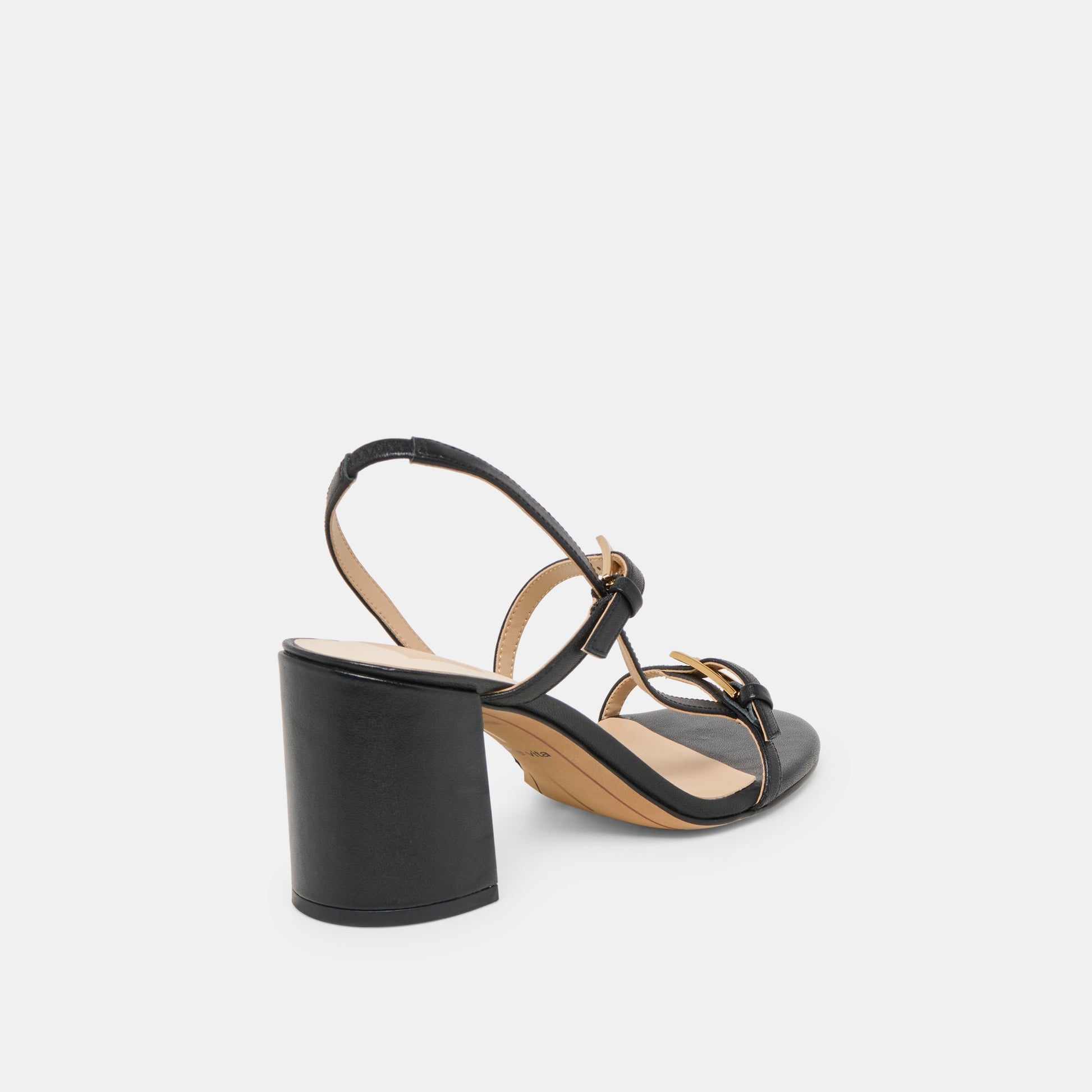 Faye Black Leather Heels