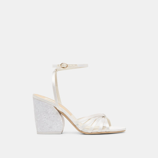 Ronica True White Satin Heels