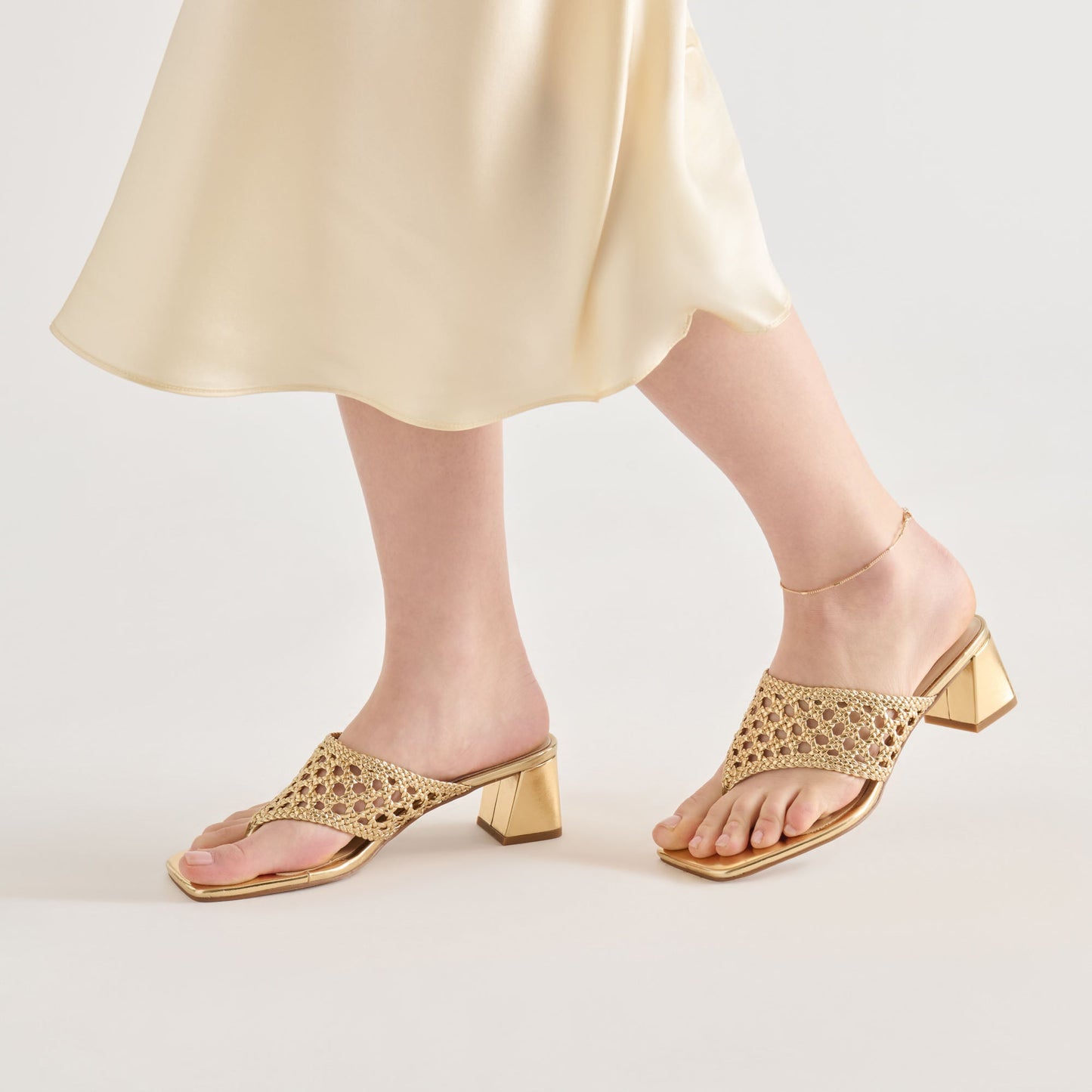 Barlo Gold Woven Stella Heels