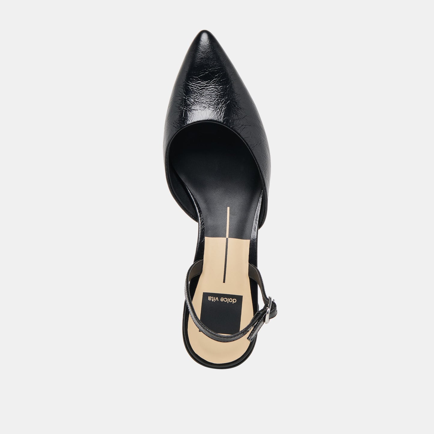 Carel Wide Midnight Crinkle Patent Leather Heels