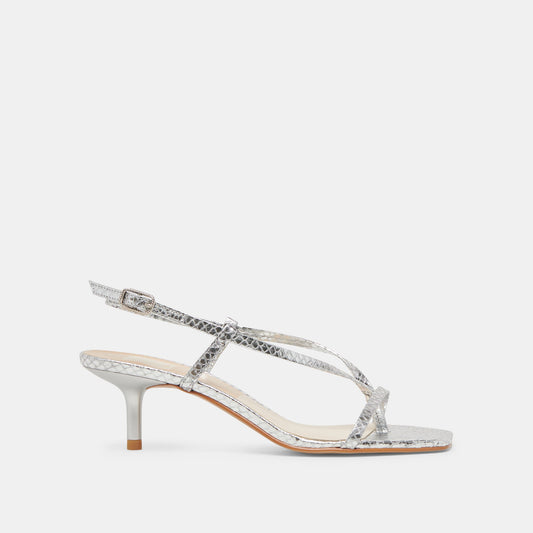 LAURY HEELS SILVER EMBOSSED LEATHER
 – Dolce Vita