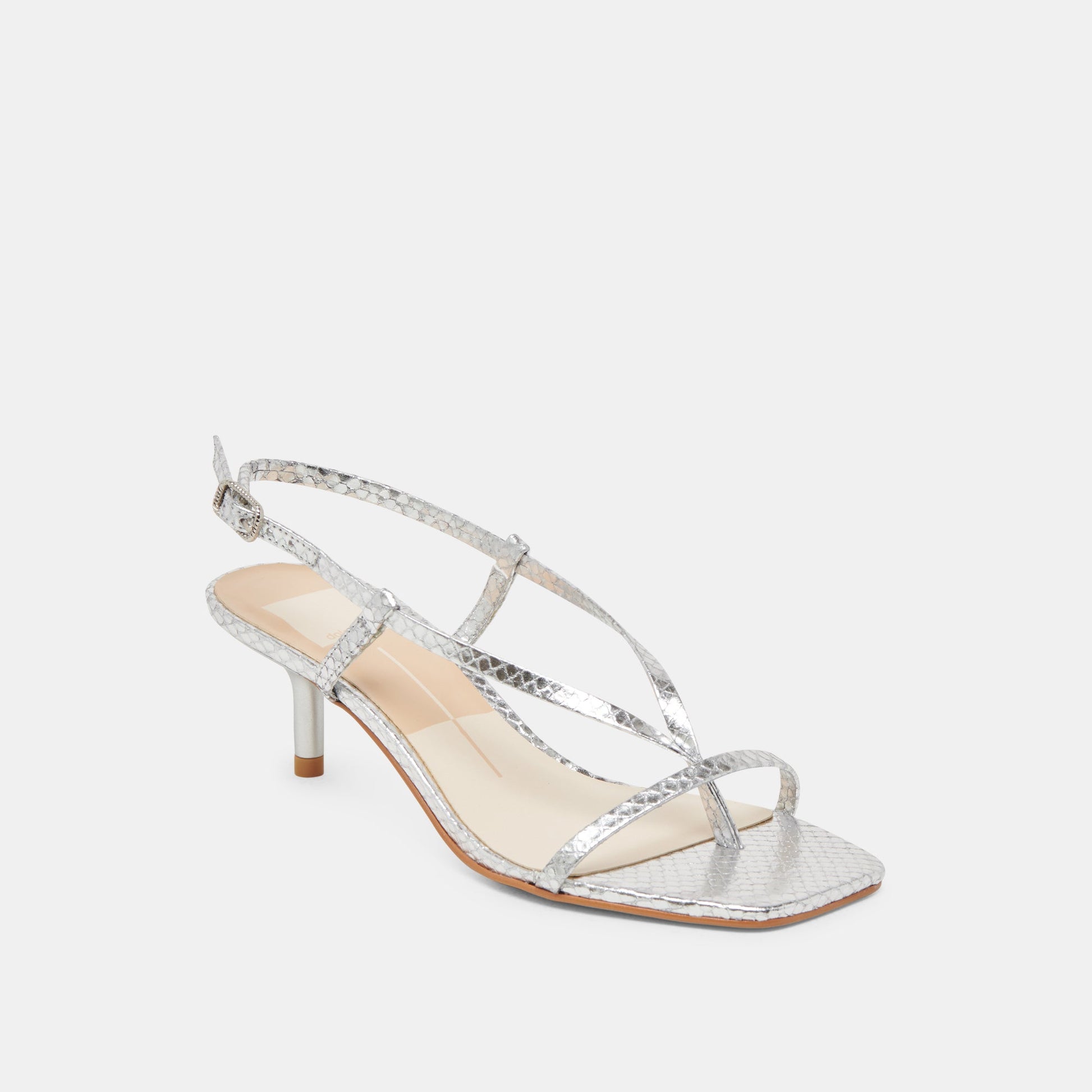 LAURY HEELS SILVER EMBOSSED LEATHER
 – Dolce Vita