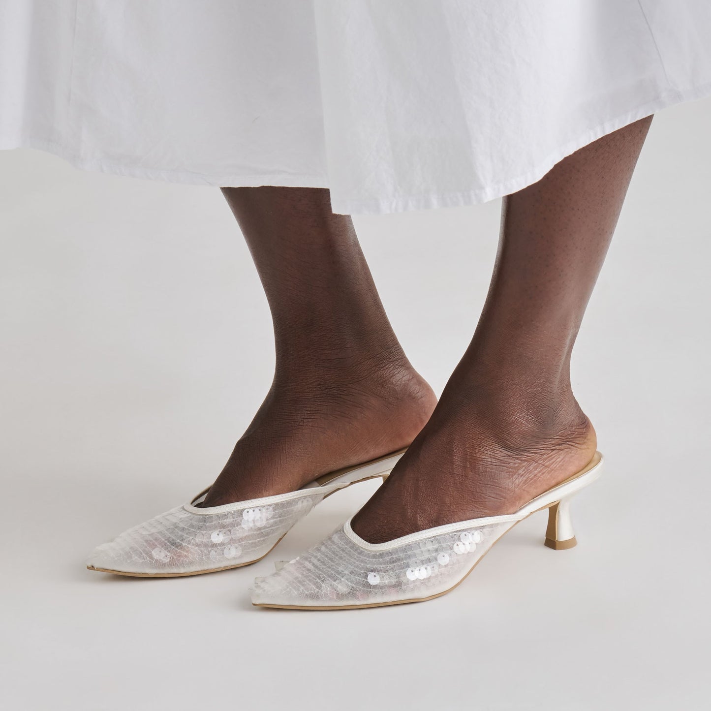 Cleo Ivory Sequin Heels
