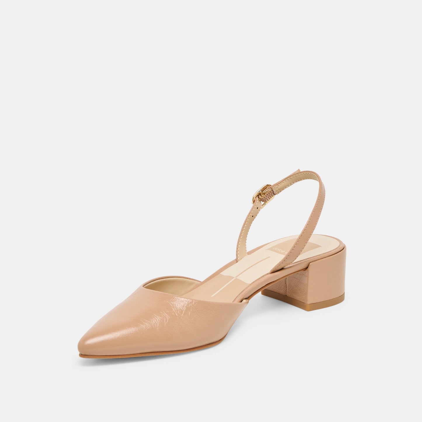 Carel Lt Tan Crinkle Patent Leather Heels