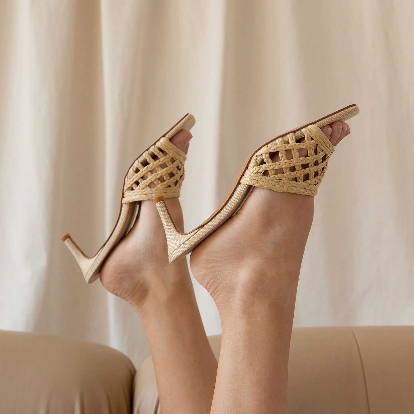 Bowen Lt Natural Raffia Heels
