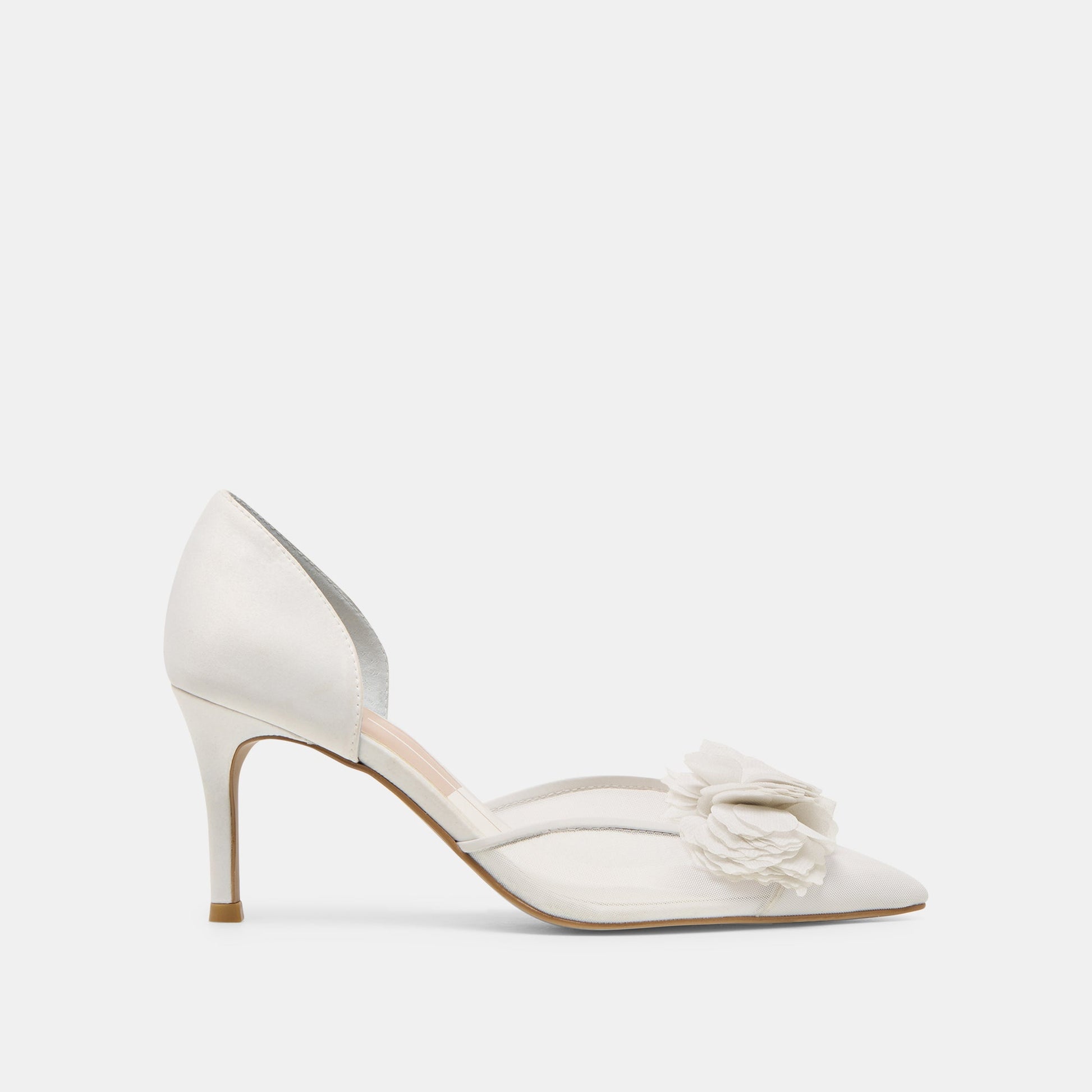 Evelin White Mesh Heels