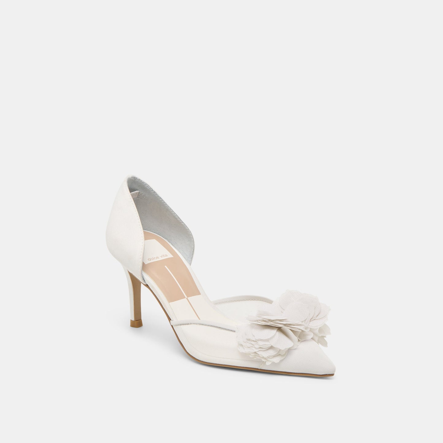 Evelin White Mesh Heels