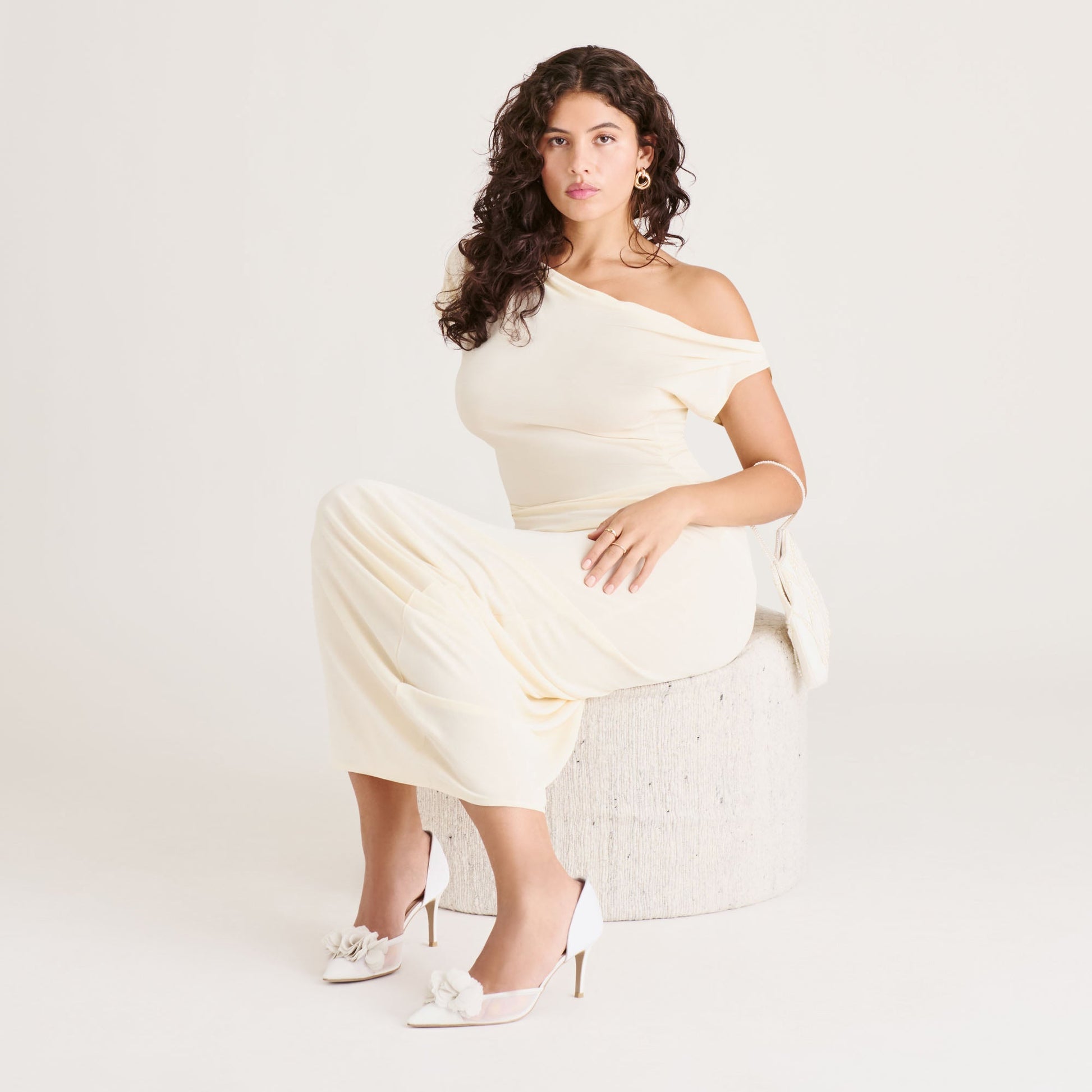 Evelin White Mesh Heels