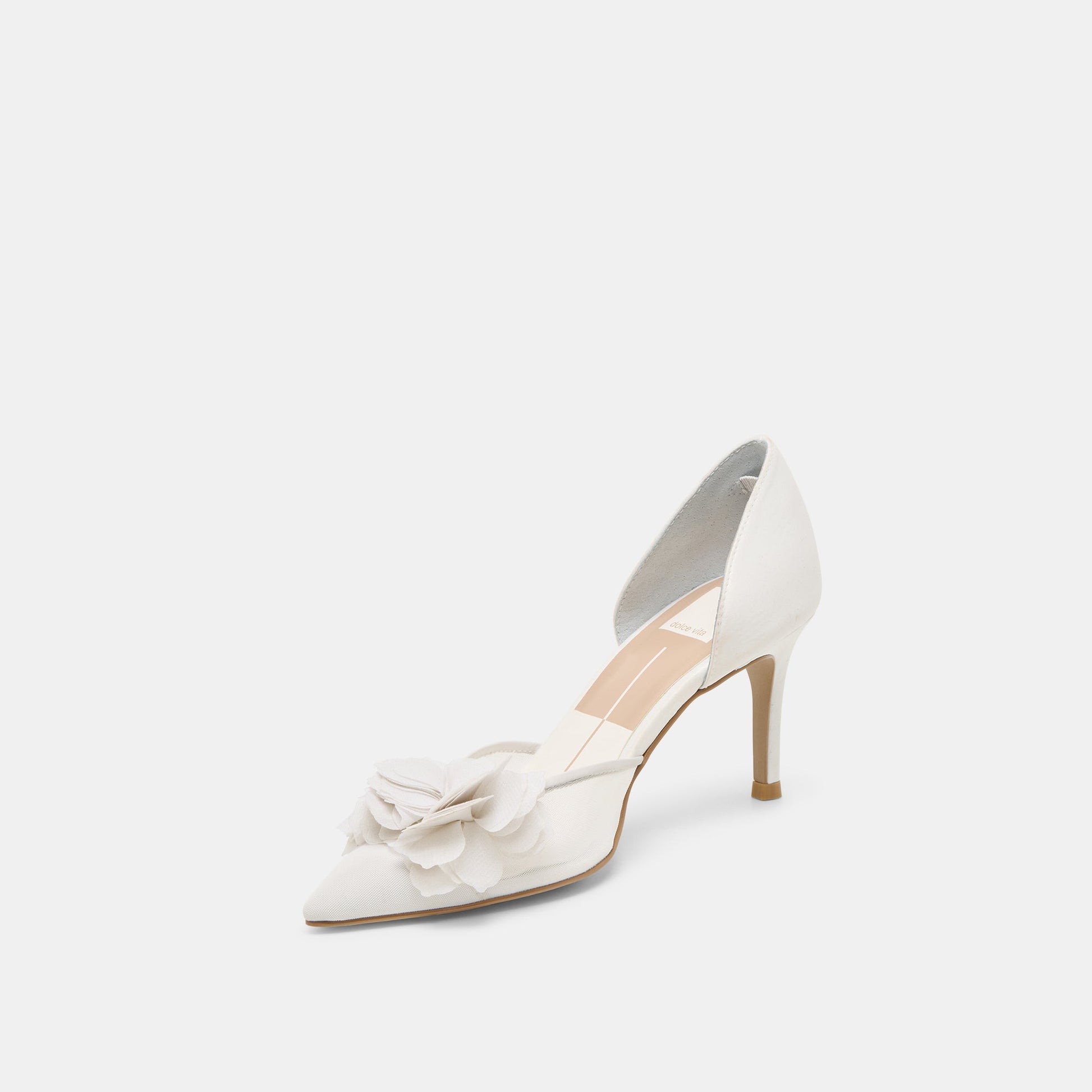 Evelin White Mesh Heels