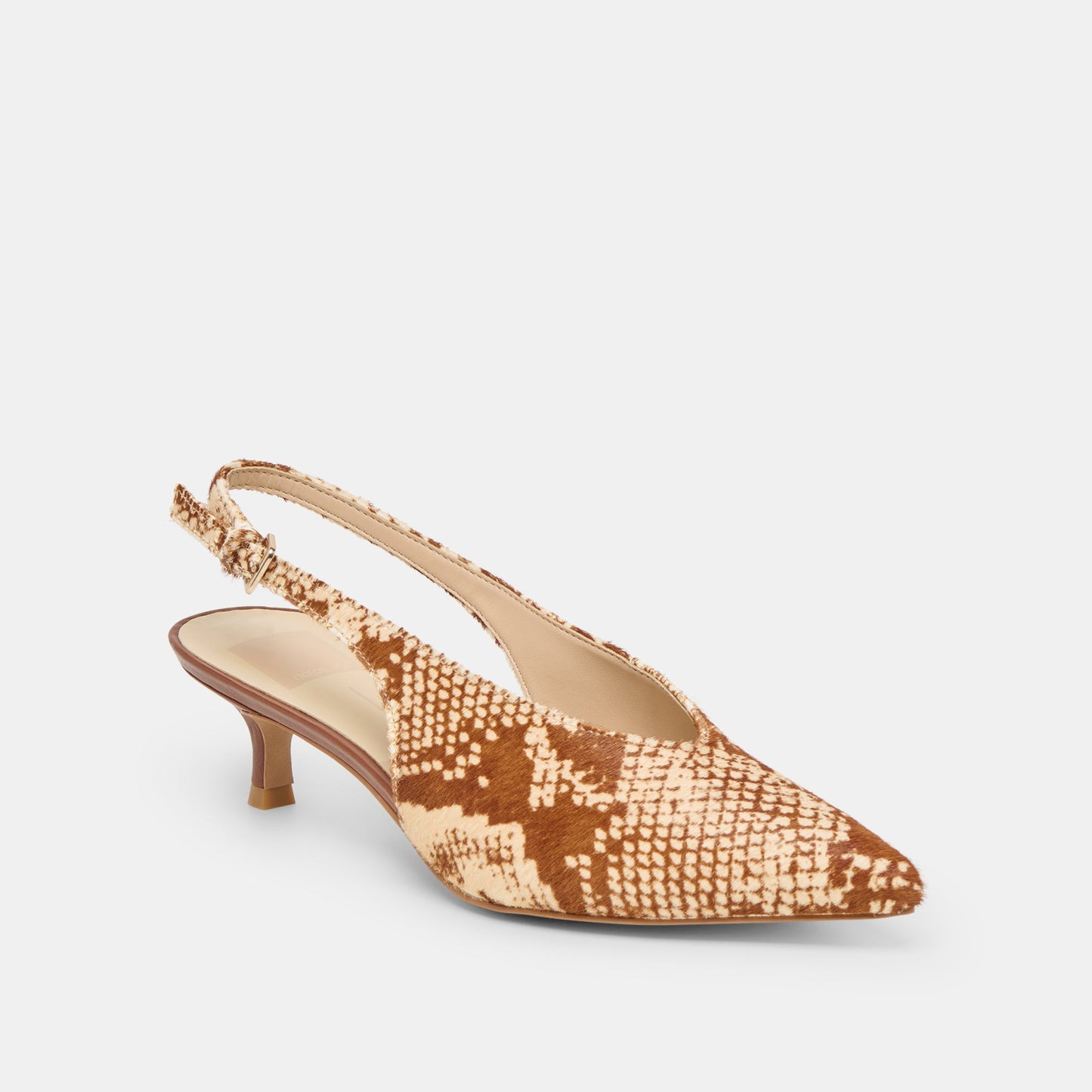 Alenna Brown Snake Calf Hair Heels