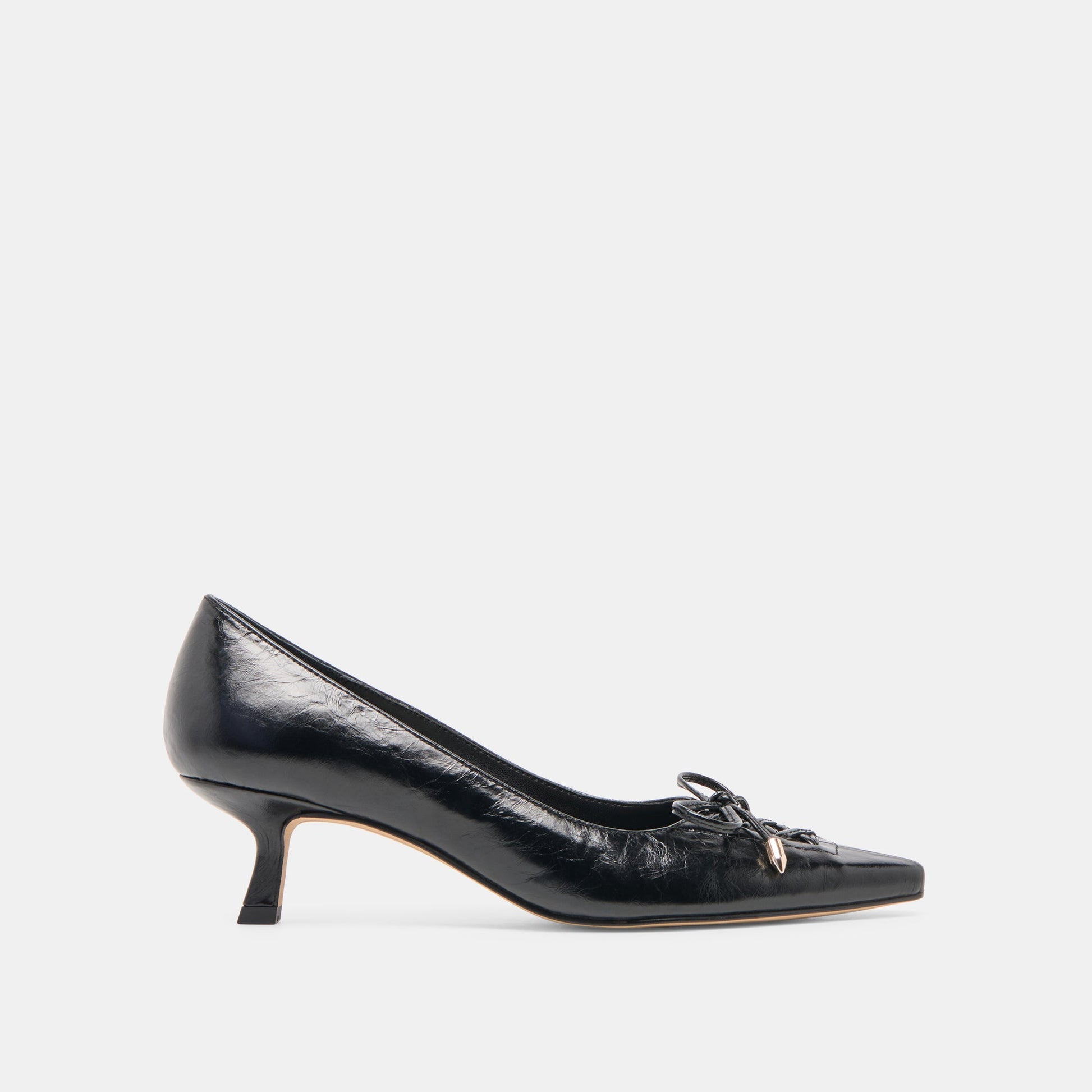 Clarie Midnight Crinkle Patent Leather Heels