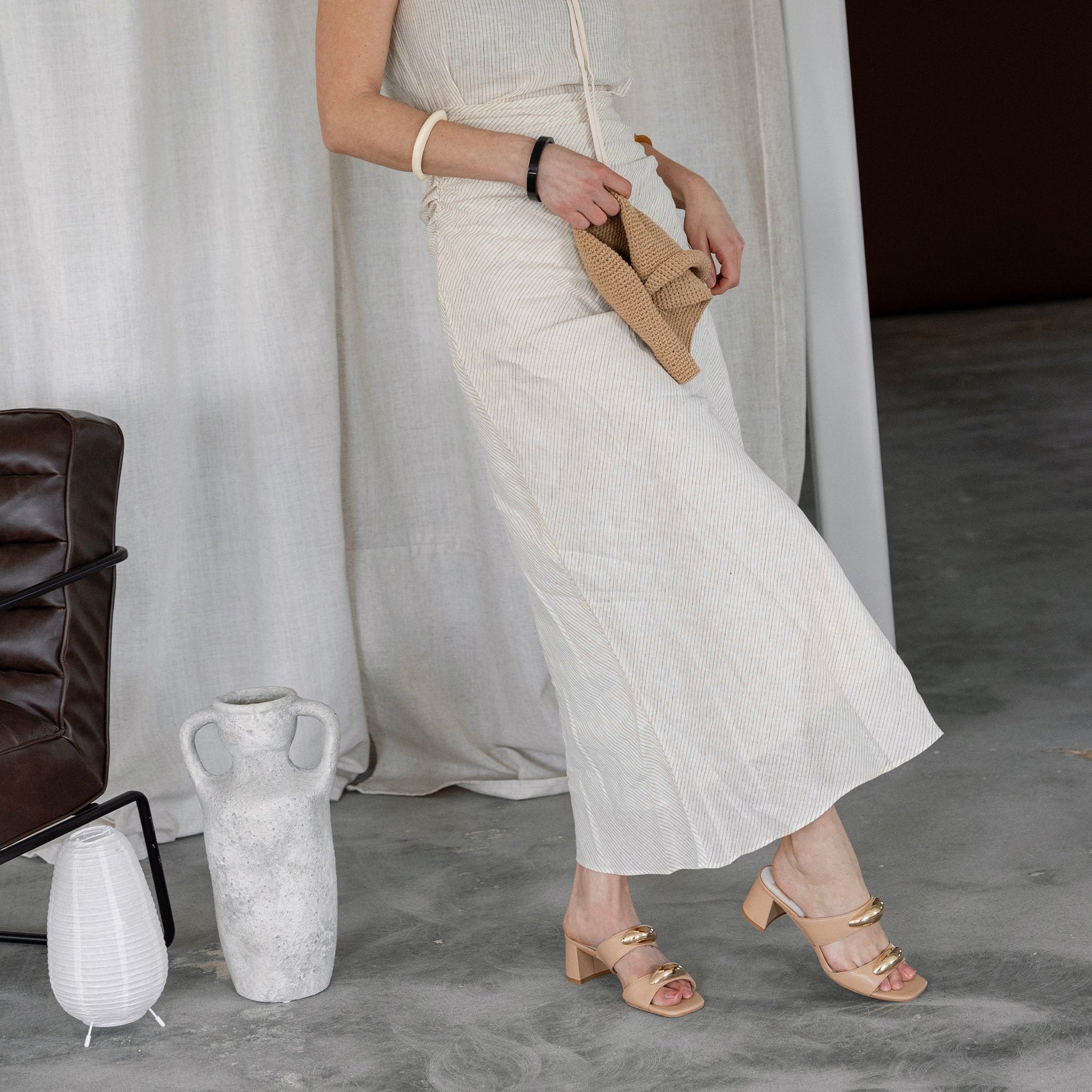 Barnet Light Tan Leather Heels