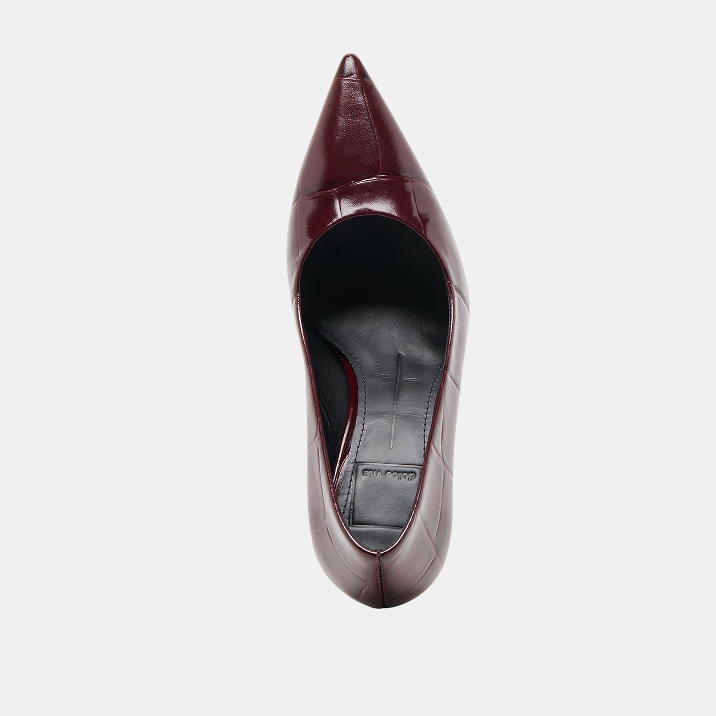 Misty Burgundy Croco Embossed Leather Heels