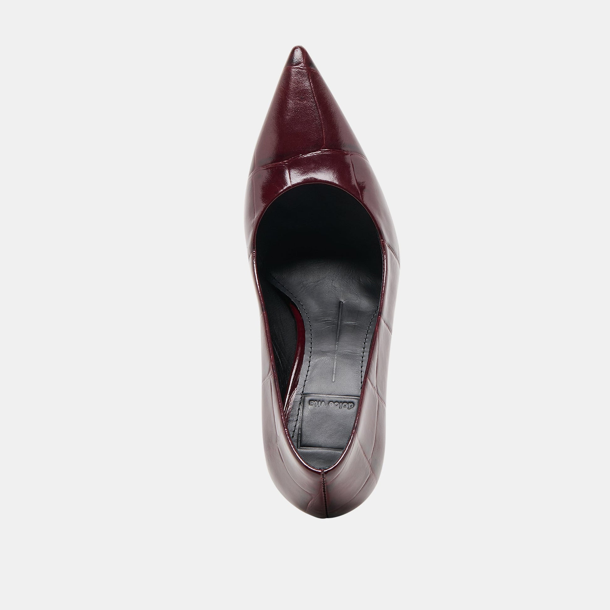 Misty Burgundy Croco Embossed Leather Heels