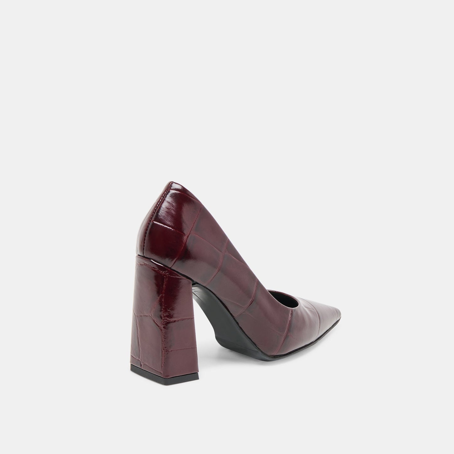 Misty Burgundy Croco Embossed Leather Heels