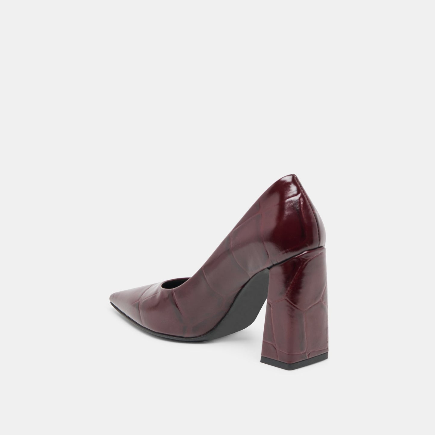 Misty Burgundy Croco Embossed Leather Heels