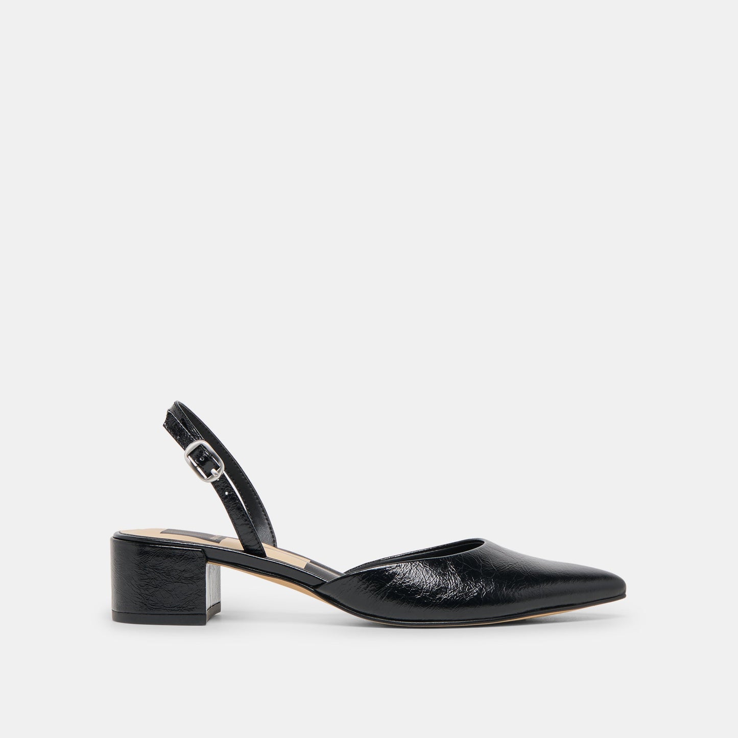 Carel Midnight Crinkle Patent Leather Heels
