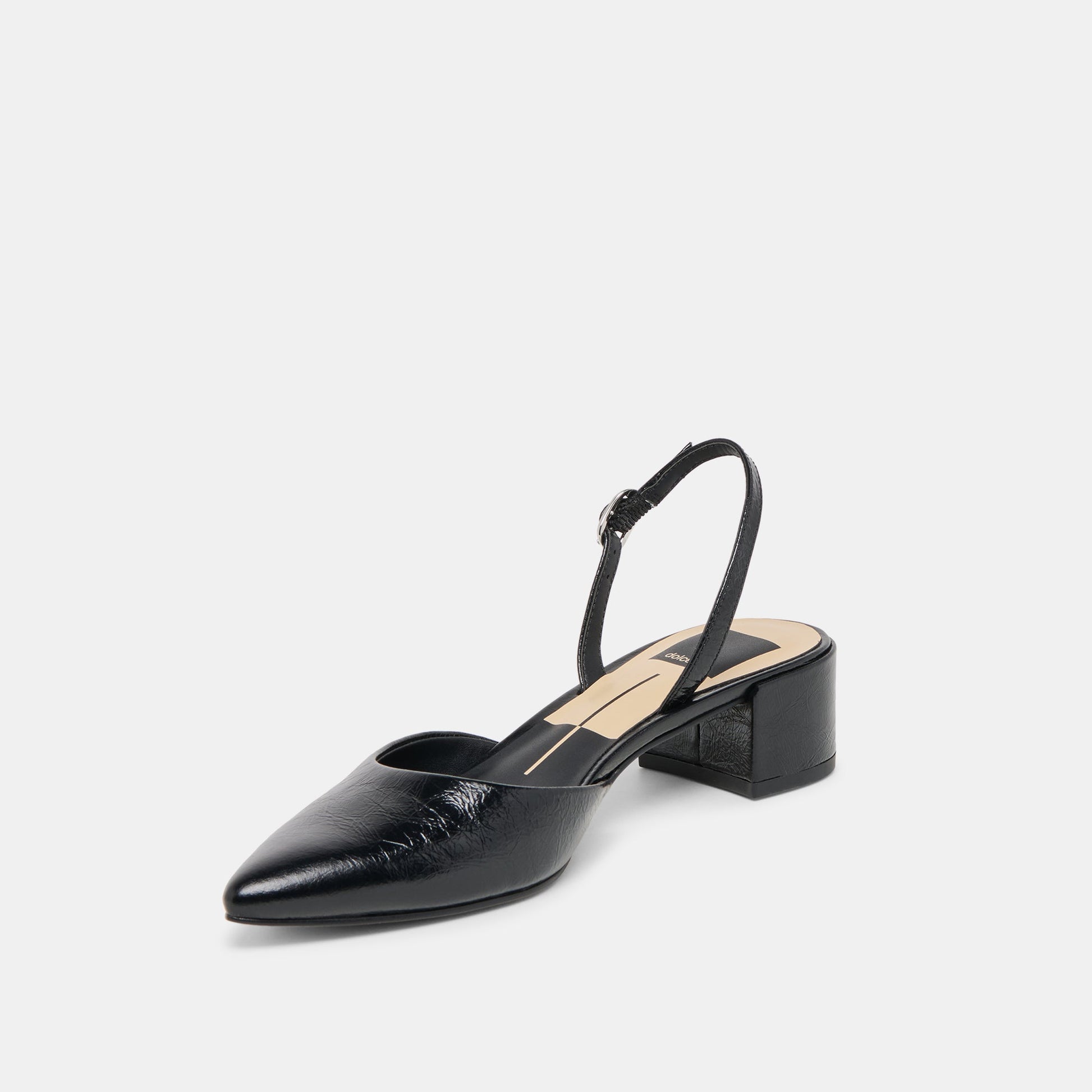 Carel Midnight Crinkle Patent Leather Heels
