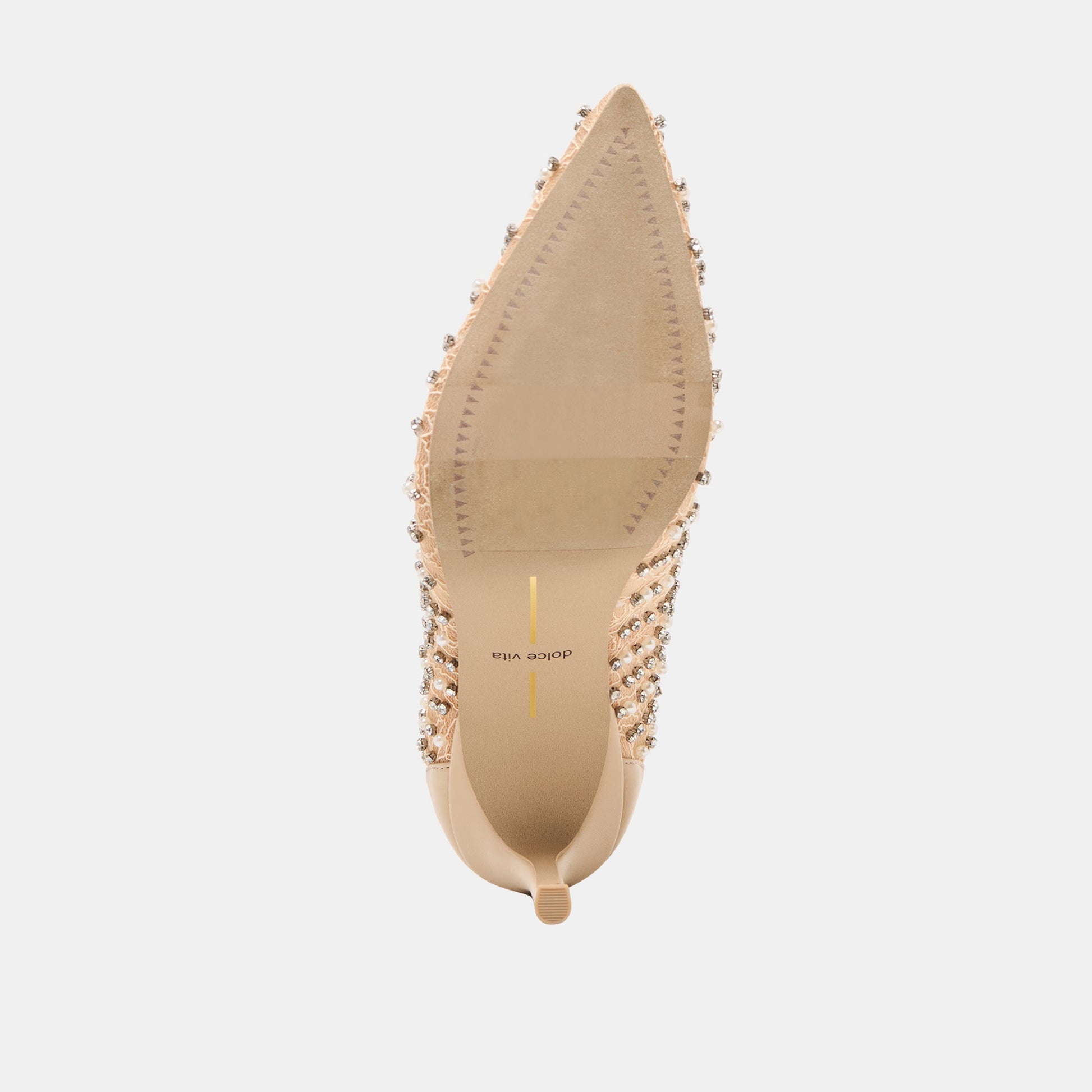 Kashe Pearl Blush Lace Mesh Heels