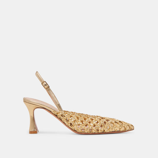 GLORIA HEELS GOLD WOVEN
 – Dolce Vita