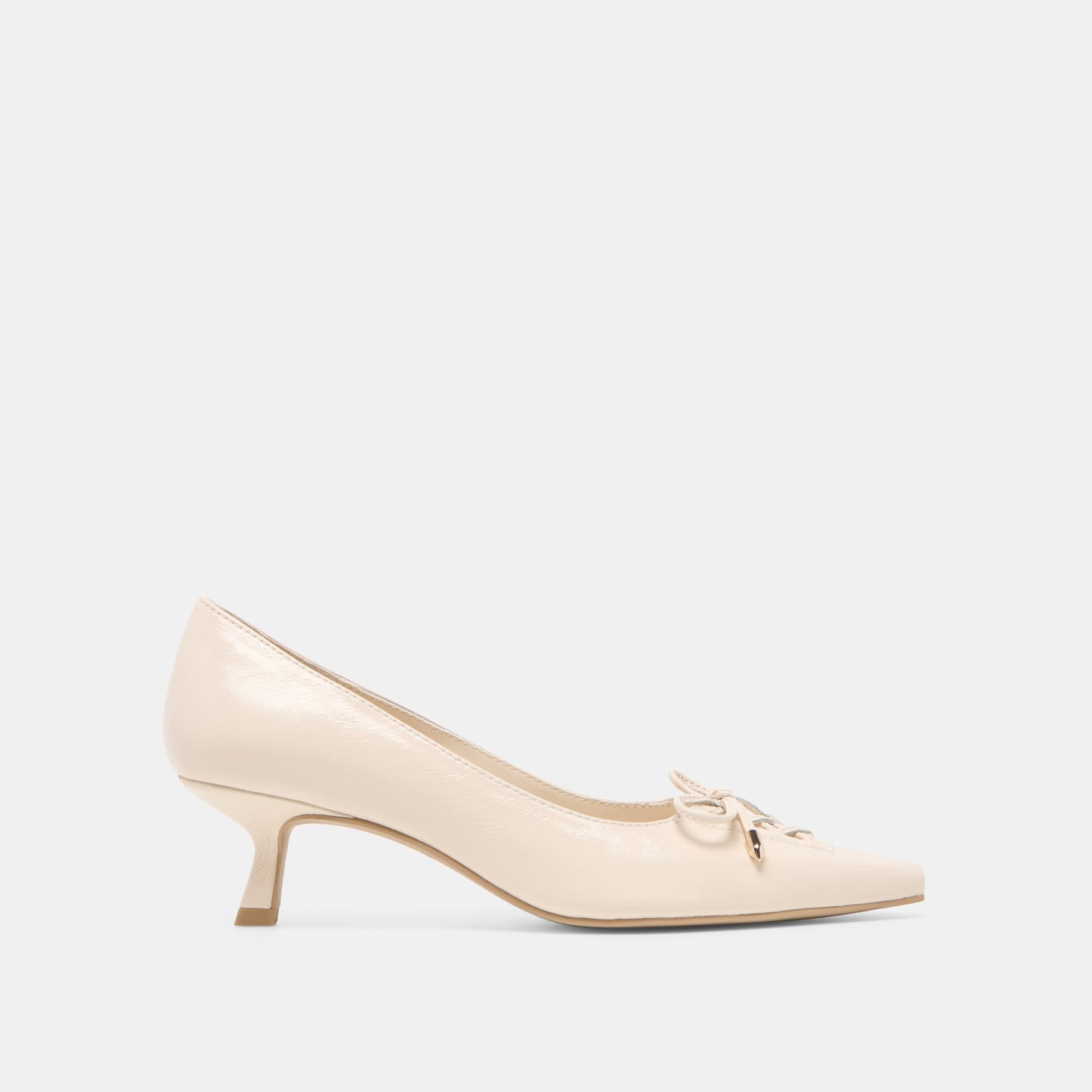 Clarie Bone Crinkle Patent Leather Heels