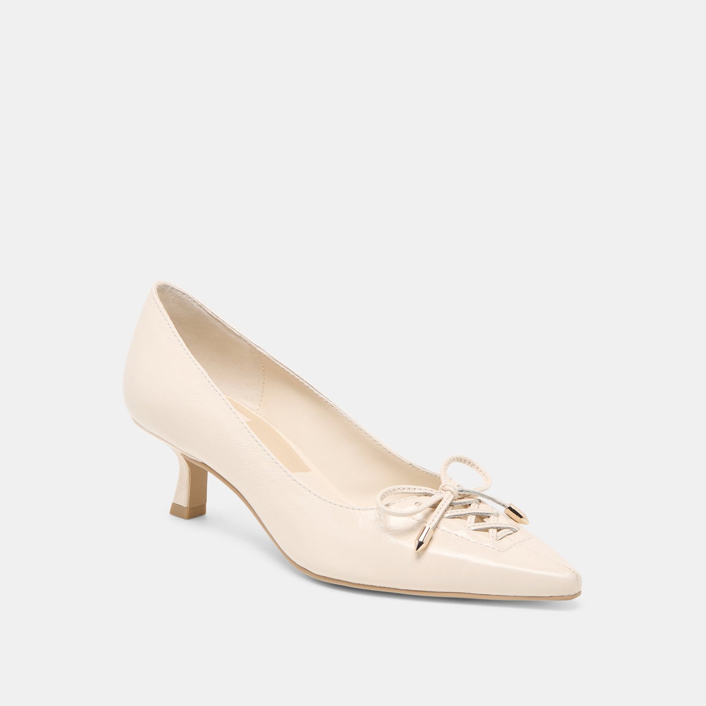 Clarie Bone Crinkle Patent Leather Heels