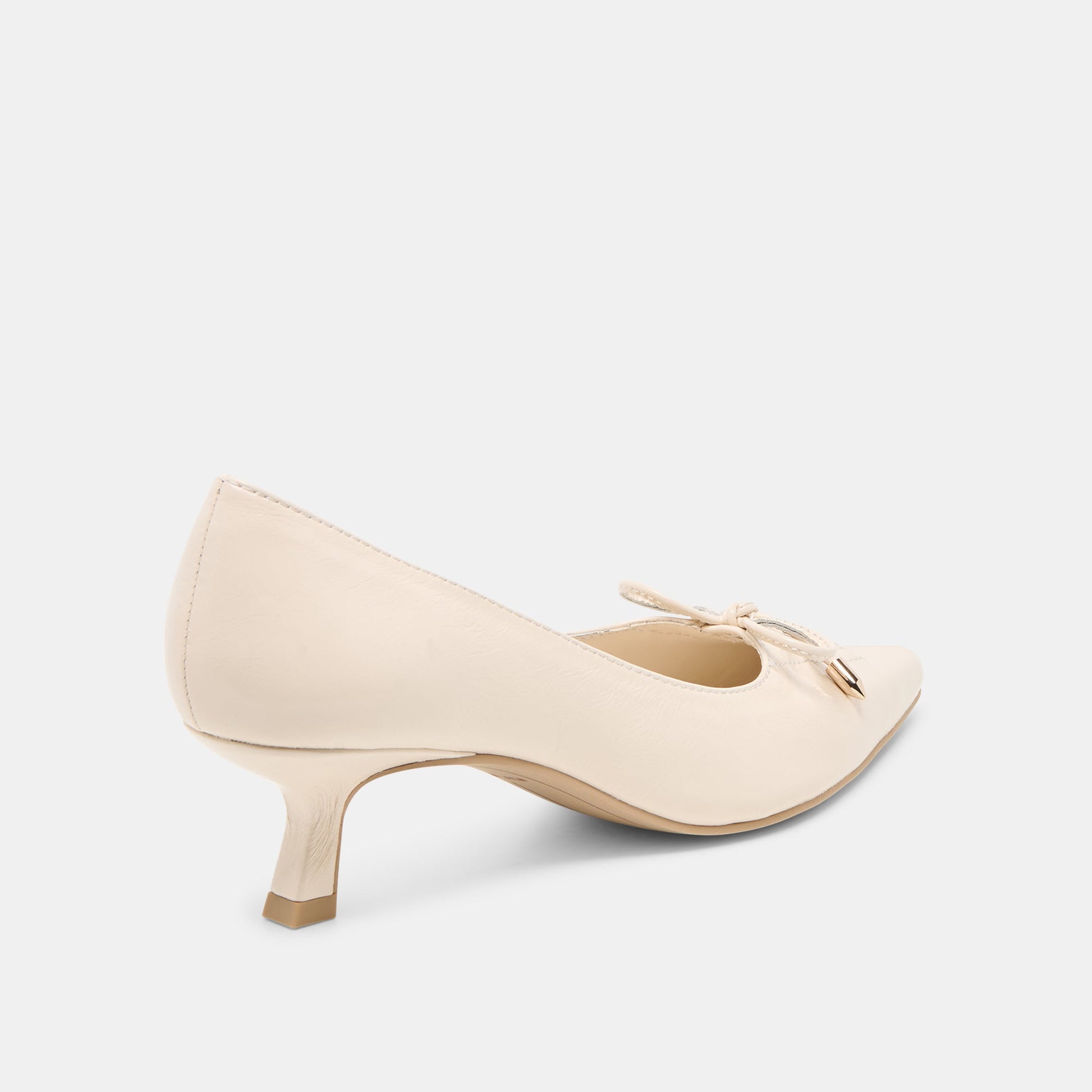 Clarie Bone Crinkle Patent Leather Heels