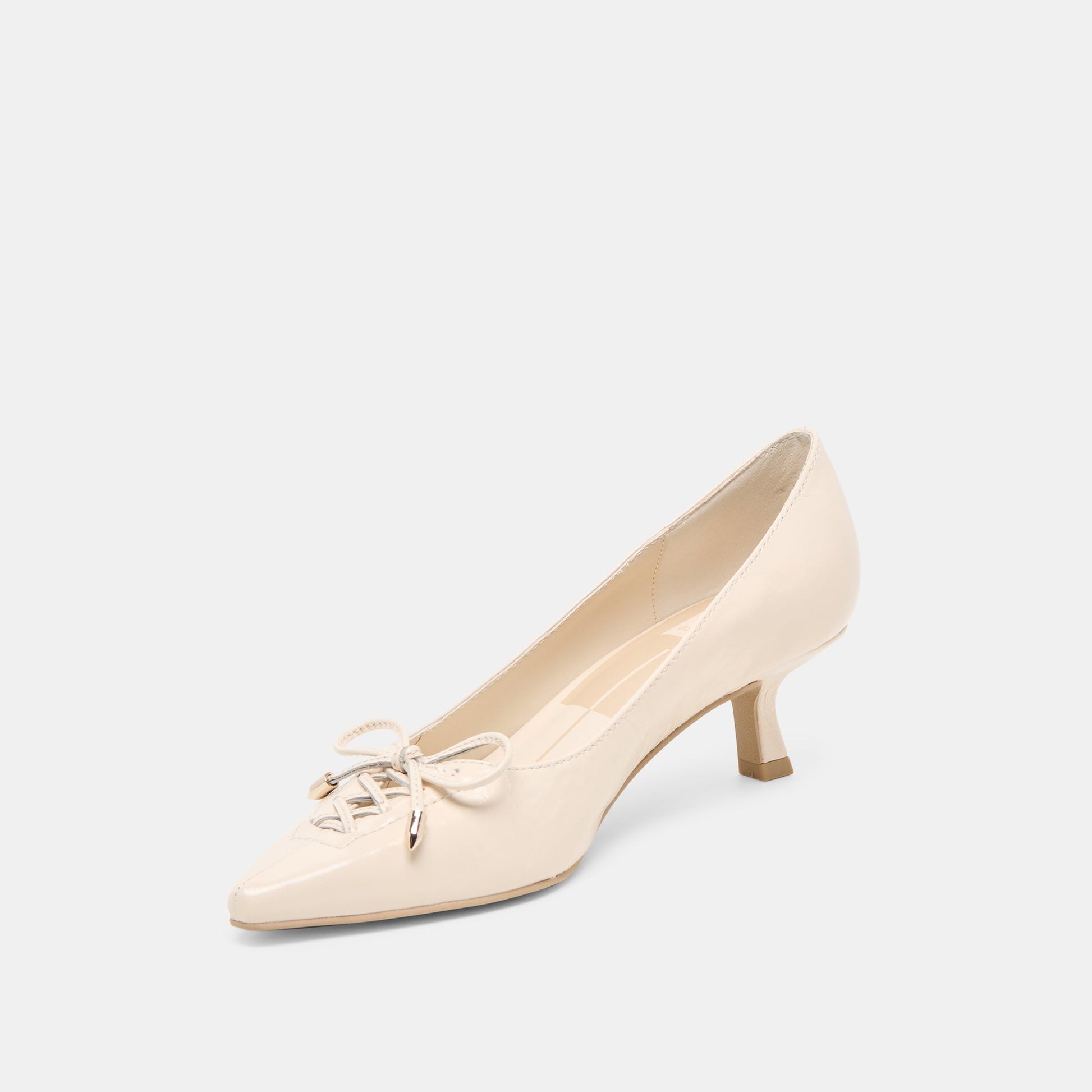 Clarie Bone Crinkle Patent Leather Heels